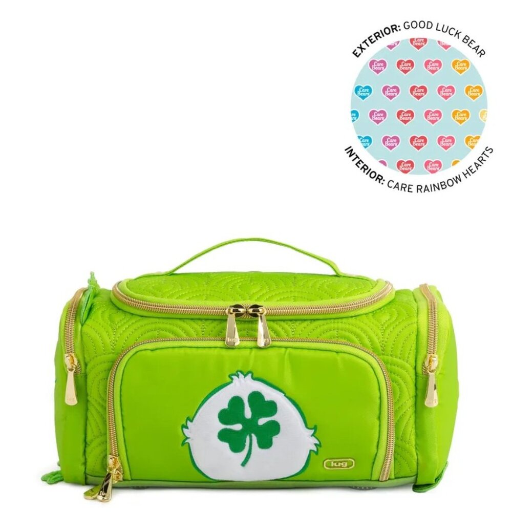 Lug Care Bears Trolley Medium Cosmetic Case Good Luck Bear Green with Shamrock